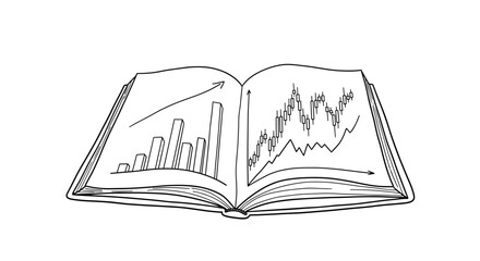 Fototapeta premium Open Book Illustration Showing Business and Financial Growth Charts