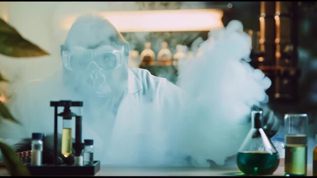Gorilla Researching in Science Lab
