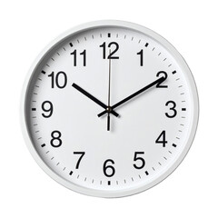 Modern white wall clock showing time, perfect for business, deadlines, scheduling, and time management concepts