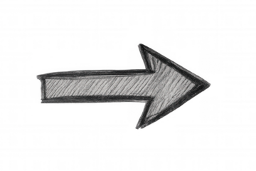 Minimalist hand-drawn arrow directing rightward, transparent backdrop signaling movement or progression
