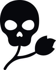 a rose intertwined with a skull illustration in vibrant colors