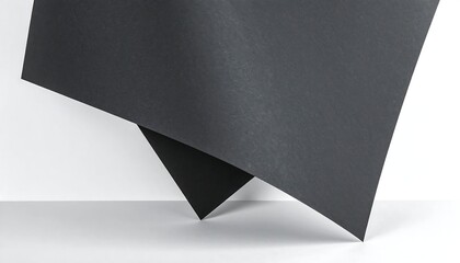 Dark gray paper sheets angled on white surface
