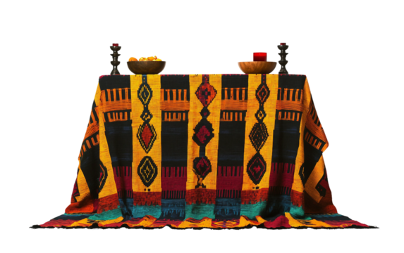 Vibrant Kwanzaa tapestry with African symbols celebrating heritage culture and unity isolated on transparent background PNG