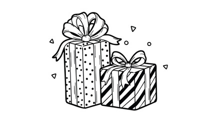Celebrate with classic black and white gift illustration for invitations and decorations