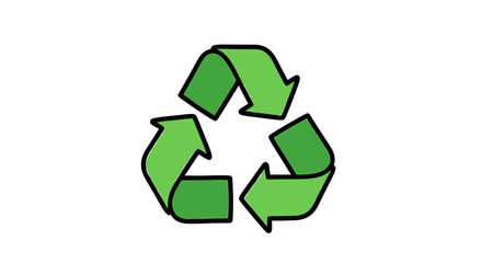 Green Recycle Symbol on White Background Representing Environmental Responsibility