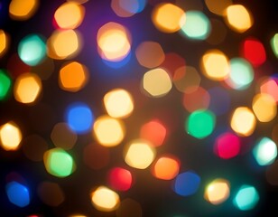 Fototapeta premium Festive and Colorful Bokeh Lights. A vibrant display of blurred lights, creating a mesmerizing effect, perfect for backgrounds and holiday themes. 