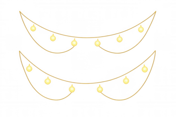 Glowing yellow string lights suspended, illuminating transparent backdrop with warm, celebratory radiance