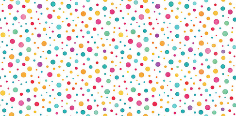 Vibrant Polka Dots Pattern on White Background Seamless Repeating Design for Playful Projects