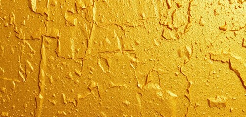 Naklejka premium Rough, textured gold wall background Close-up detail, shiny, rustic