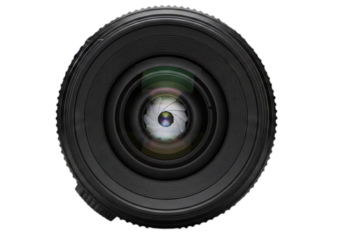 Camera lens viewed from the front isolated on transparent background - Powered by Adobe