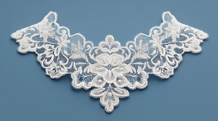 Delicate white lace trim with floral motifs