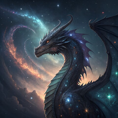 dragon in the night sky
