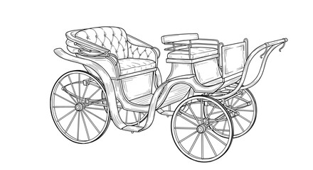 Ornate vintage carriage illustration with detailed line work and classic design