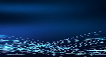 Abstract Blue Light Trails on Dark Background.