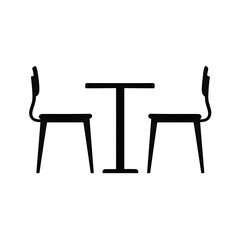 Fototapeta premium Table with Two Chairs Icon | Minimalist Furniture Symbol for Restaurant or Cafe Design, UI Elements, and Graphic Illustration