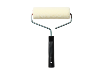 Paint roller with black handle isolated on transparent background