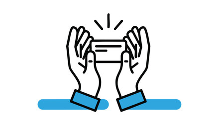 Hands presenting a glowing business card, symbolizing opportunity and professional connection