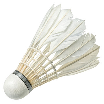 Watercolor White Badminton Shuttlecock Isolated on Transparent Background
