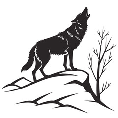 A Silhouette of a Wolf in the Snow