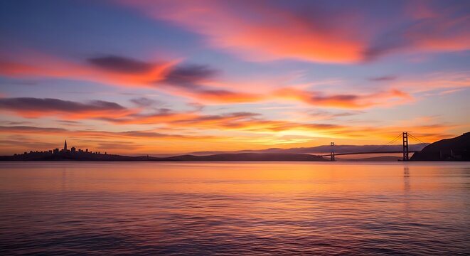Golden Gate Bridge at Sunset - A Vibrant San Francisco Skyline.