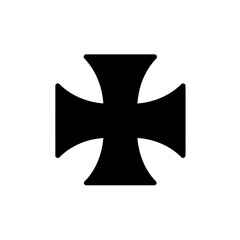 Maltese Cross Icon – Classic Heraldic Symbol Black Silhouette Vector Design