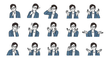 Need a fresh perspective? This man's animated expressions offer diverse emotional reactions!