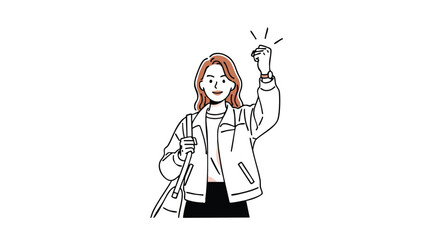 Confident woman celebrating success with fist pump, embodying achievement and motivation.
