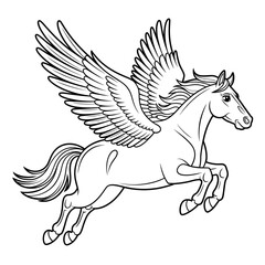 A flying horse illustration vector style coloring page