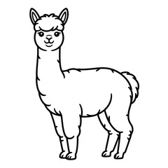 A alpaca illustration vector style coloring page