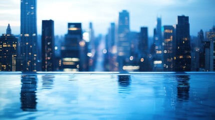 City rooftop pool reflection