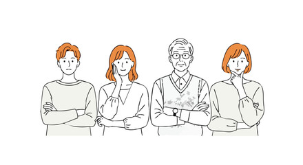 Diverse group of people thoughtfully contemplating ideas and solutions together