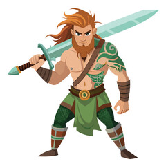 Obraz premium Celtic Prince Fighter with Traditional Claymore