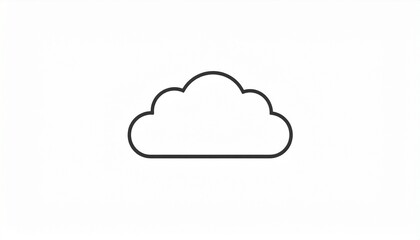 Minimalist outline cloud icon vector illustration for data storage, computing, network, digital technology, and weather concepts