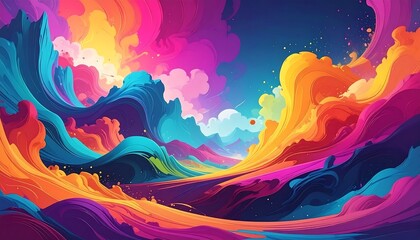 Vibrant abstract landscape with swirling colors (1)