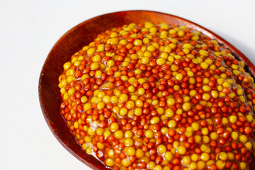 Wholegrain mustard seeds in brine