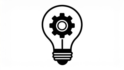 Innovation concept icon: Light bulb with a gear inside, symbolizing creative solutions, engineering, and technological ideas.