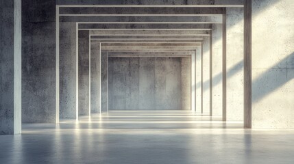 Empty concrete hallway design