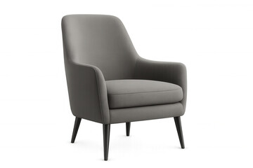 Comfortable gray armchair with black legs isolated on transparent background, perfect for interior design projects