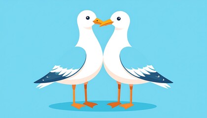 Two stylized seagulls facing each other