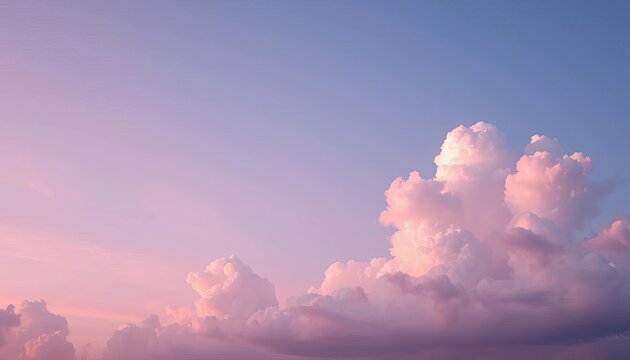 Soft, blush pink sky with fluffy white cumulus clouds,  texture,  romantic