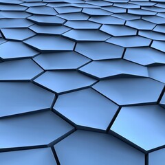 Geometric Blue Pattern Featuring Hexagon Shapes and Shadows on a Smooth Surface for Modern Design Projects