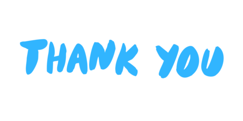 Hand drawn blue thank you text greeting design