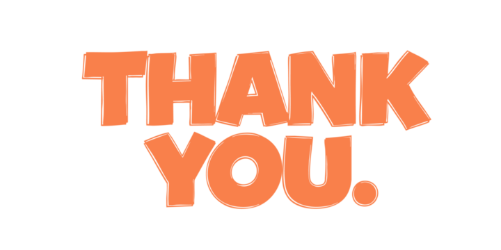 Hand drawn orange thank you text greeting design