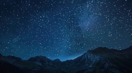 Fototapeta premium Starry Night Sky over Mountains: Abstract Illustration of Deep Space, Galaxies, Nebulas & Planets