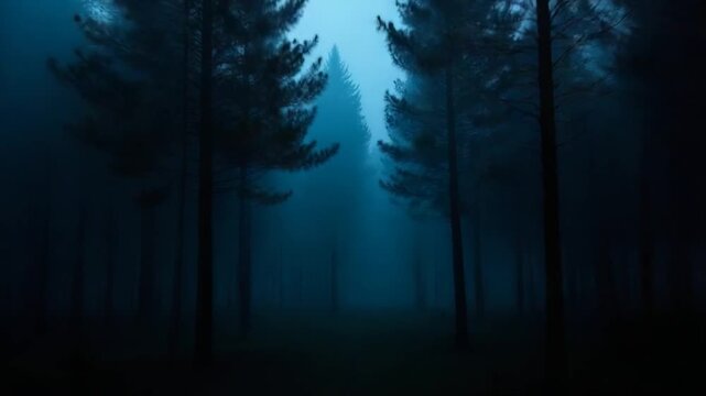 8k misty carpathian spruce forest at night
