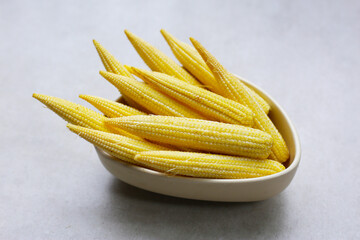 Raw, fresh yellow baby corn