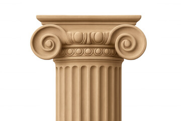 Obraz premium Architectural detail of an ionic column capital, featuring volutes and a transparent background, suitable for historical or design projects