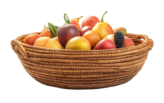 Woven Kwanzaa basket filled with fruits symbolizing abundance unity and cultural heritage isolated on transparent background PNG