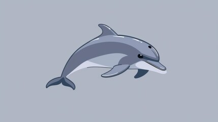 Obraz premium Underwater Marine Life: Vector Illustration of Dolphins, Sharks & Tropical Fish in the Deep Blue Ocean