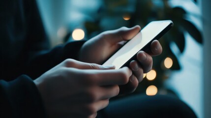 Hands using smartphone